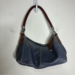 Fossil blue leather shoulder bag 12” x 6.5” x 3.75”
